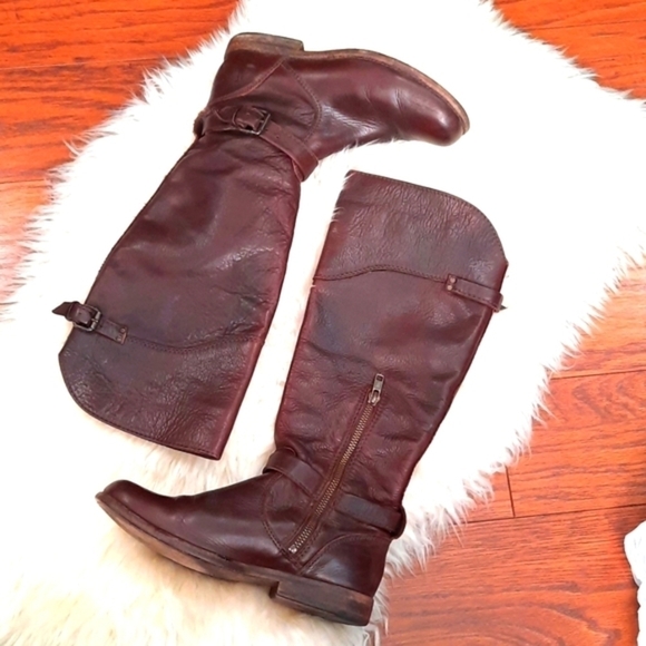 Frye Shoes - Frye Phillips Riding Brown Leather Boots